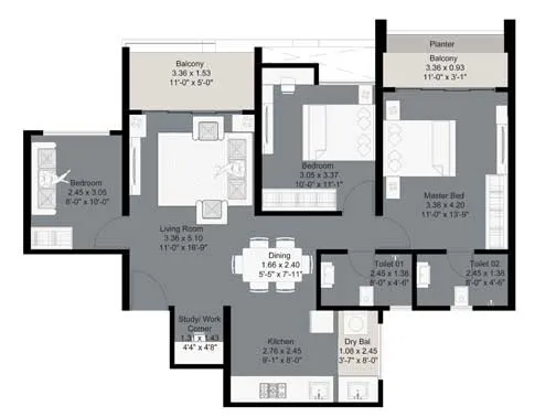 3bhk Premium A unit plan